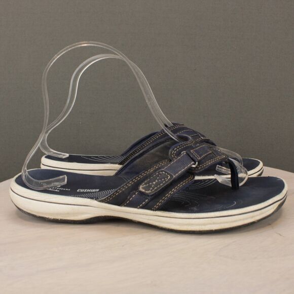 Clarks Shoes - Clarks Comfort Sandals Womens 7 Navy Blue Leather Adjustable